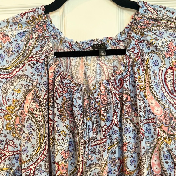 🌼 Talbots Paisley Tie Front Blouse - Picture 7 of 10